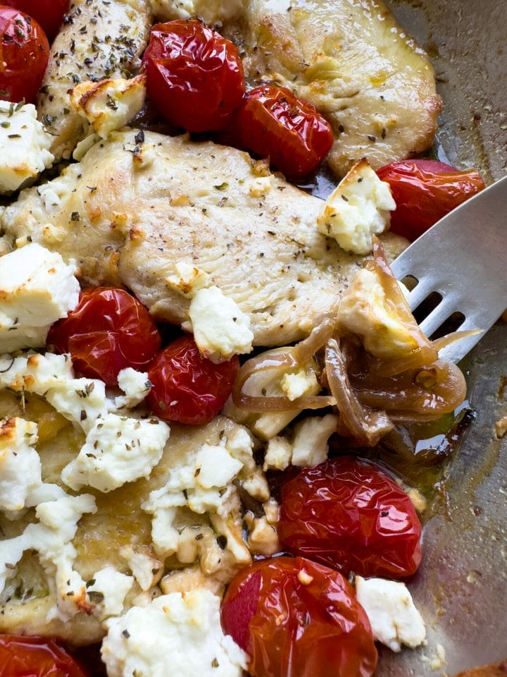 Photo of Mediterranean chicken skillet with feta and tomato
