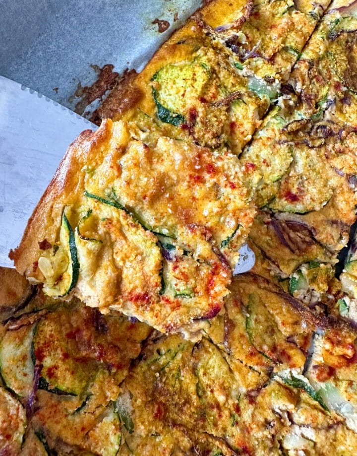 Keto Zucchinella - photo of a dish made with zucchini, egg and onion with seasonong