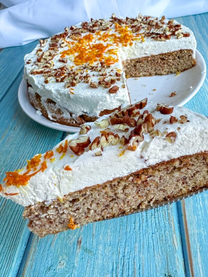 Picture of sugar-free carrot cake with cream cheese topping