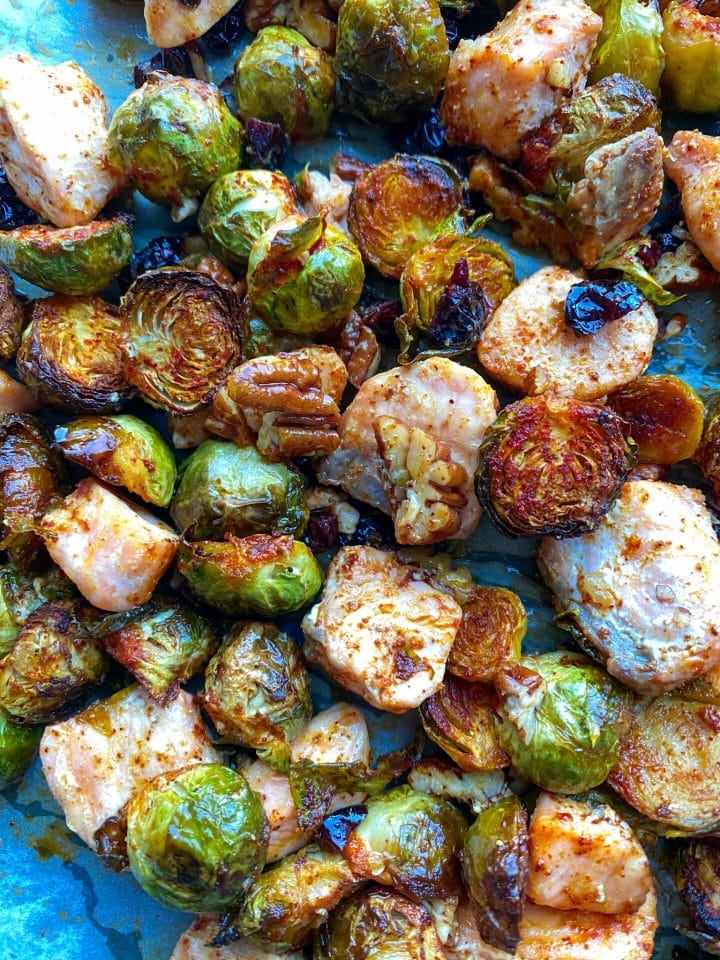 keto brussel sprouts with walnuts, keto brussel sprouts with cranberries and walnuts