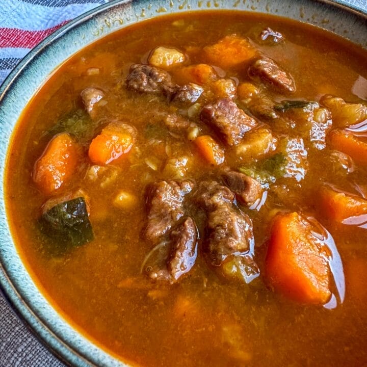 Picture of a bowl of Keto Anti-Inflammatory Beef Stew with Veggies